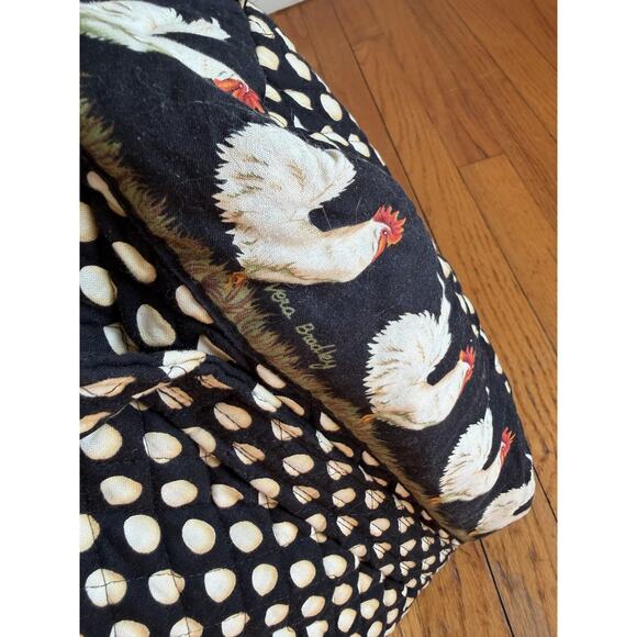 Vera Bradley Black Chicken Print Cotton Duffel Bag Washable Travel Chanticleer - Picture 5 of 9